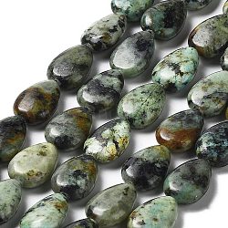 Brins de perles turquoises africaines naturelles (jaspe), larme, 14x10x4.5~5mm, Trou: 1mm, Environ 28~29 pcs/chapelet, 15.55~15.83 pouce (39.5~40.2 cm)
