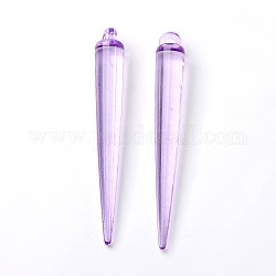 Basketball Wives Spike Beads, Transparent, DIY Material for Basketball Wives Hoop Earrings, Purple, 52x6x6mm, Hole: 2mm, about 475pcs/500g