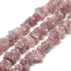 Chapelets de perles aux fraises en quartz naturel, pépites, 7~15x9.5~13x9.5~13mm, Trou: 1mm, Environ 43~45 pcs/chapelet, 15.7 pouce