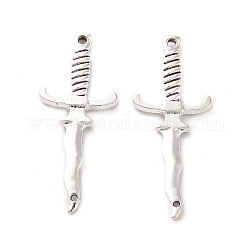 Tibetan Style Alloy Connector Charms, Sword Links, Nickel, Antique Silver, 40x16x2.8mm, Hole: 1.5mm and 1mm, about 312pcs/500g