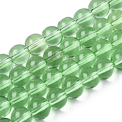 Transparente Glasperlen Stränge, Runde, hellgrün, 6~6.5 mm, Bohrung: 1.4 mm, ca. 67~70 Stk. / Strang, 14.76 Zoll ~ 15.16 Zoll (37.5~38.5 cm)