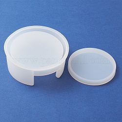 Moldes de silicona DIY, moldes de resina, moldes para cajas y tapas de almacenamiento, plano y redondo, blanco, 87~112x10~42mm, diámetro interior: 88 mm