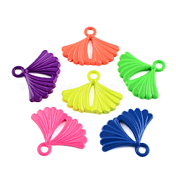 Alloy Spray Painted  Pendants, Cadmium Free & Lead Free, Leaf, Mixed Color, 23x29x3mm, Hole: 3mm