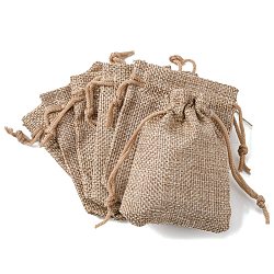 Bolsas con cordón de imitación de poliéster bolsas de embalaje, para la Navidad, Fiesta de bodas y embalaje artesanal de diy, caqui oscuro, 9x7 cm
