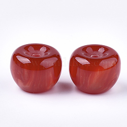 Бусины из cмолы, имитация драгоценных камней, половине просверлил, яблоко, красные, 21x15.5~16 мм, половину отверстия: 3.5 мм
