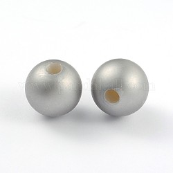 Half Drilled Frosted Round Shell Pearl Beads fit for Ball Stud Earrings, Silver, 16mm, Hole: 4mm