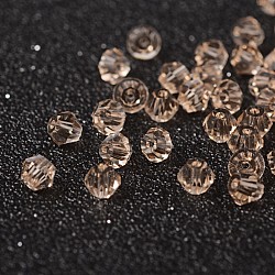 Facetas bicone imitación cuentas de cristal cristalizado, caqui oscuro, aproximamente 4 mm de diámetro, 3.5 mm de espesor, agujero: 1 mm