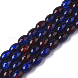 Trasparente perle di vetro crackle fili, ovale, blu medio, 8x5.5~6mm, Foro: 1 mm, circa 100pcs/filo, 31.4 pollice