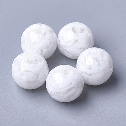 Harz perlen, Nachahmung Edelstein-Chips-Stil, Runde, weiß, 12x11.5 mm, Bohrung: 1.5 mm
