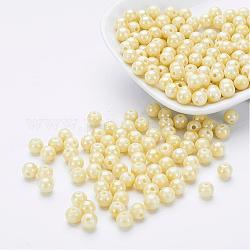 Perle acriliche poli stirene ecologiche, ab colore placcato, tondo, giallo champagne, 8mm, Foro: 1 mm, circa 2000pcs/500g