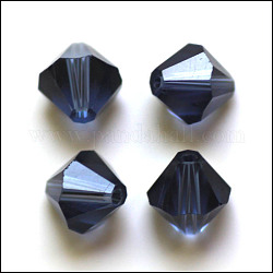 Imitation österreichischen Kristallperlen, Klasse aaa, facettiert, Doppelkegel, marineblau, 8x8 mm, Bohrung: 0.9~1 mm