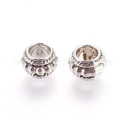 Baril perles en alliage de style tibétain, sans cadmium et sans plomb, argent antique, 8.5x6mm, Trou: 3.5mm