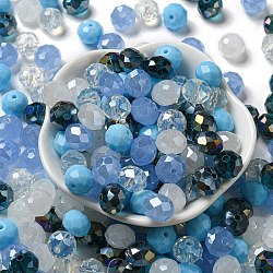 Perle di vetro, sfaccettato, rondelle, cielo azzurro, 10x8mm, Foro: 1 mm, circa 560pcs/500g