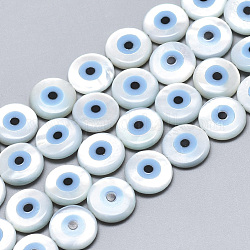 Perlas de concha de nácar de concha blanca natural, con turquesa natural,, mal de ojo, cielo azul profundo, 10x3mm, agujero: 0.7 mm