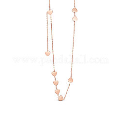 Colliers en acier titane Shegrace, avec des chaînes câblées, cœur, or rose, 15.75 pouce (40 cm)