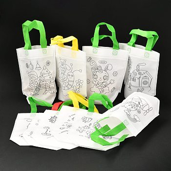 Прямоугольные нетканые diy экологические каракули сумки DIY-B030-01