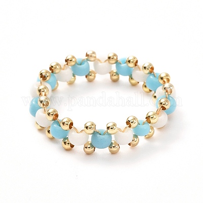 Стеклянные бусины кольца для девочек-подростков RJEW-TA00010-1