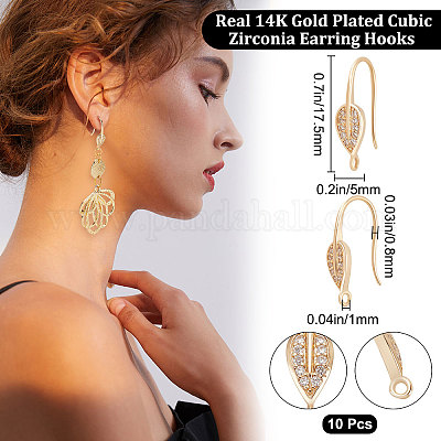 Wholesale Beebeecraft 5 Pairs French Earring Hooks 14K Gold Plated Leaf  Shaped Zirconia Earring Hooks with Loop for DIY Anniversary Earrings Gifts  Making 