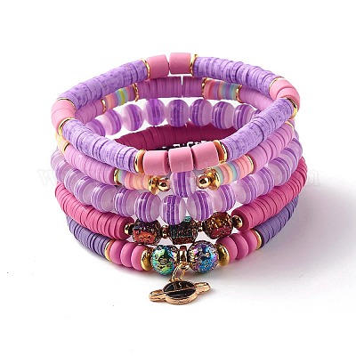 Shades of purple clay bead bracelet 2 diameter