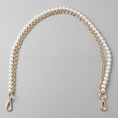 Двухрядные пластиковые ручки для сумок с имитацией жемчуга DIY-WH0449-21B-G-1