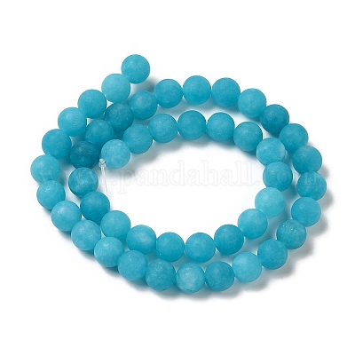 Naturels teints en blanc perles de jade brins&nbsp;G-M402-B01-02-1