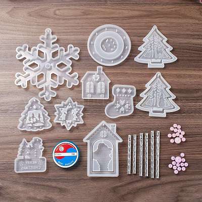 6pcs Silicone Christmas Snowflake Mold Pendant Jewelry Making