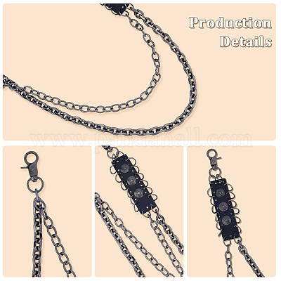 1 шт. двухслойные цепные ремни из сплава для брюк&nbsp;AJEW-GF0011-93D-1