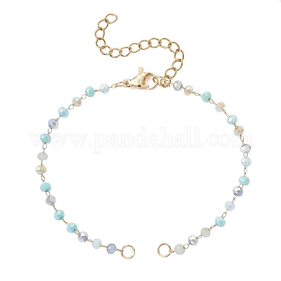 Изготовление браслета из цепочек с гранеными стеклянными бусинами-ронделями ручной работы.&nbsp;AJEW-JB01584-1