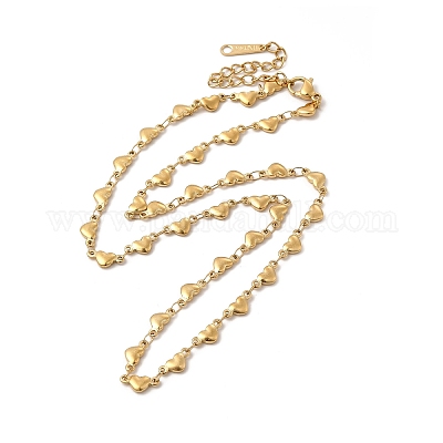 14k Gold Heart Link Chain Necklace