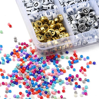 DIY Jewelry Making Kits, Including Round Glass Seed Beads, Flat Round  Acrylic Beads, Elastic Crystal Thread, Tweezers, Scissors, Alloy Clasps and  Iron