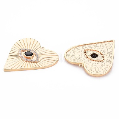 Подвески из латуни с прозрачным микропейвом и черным фианитом KK-S356-752-1