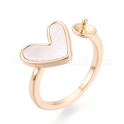 Закрепка для кольца-манжеты в форме сердца из латуни&nbsp;LS-KK-T076-74G-1
