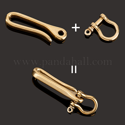 PH PandaHall Fish Hook Keychain, Brass Key Ring Golden Solid U Shape Key  Hook Belt Keyring