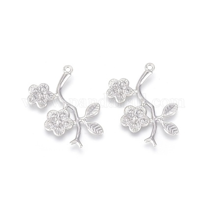 304ステンレススチール製ペンダント テクスチャの梅の花の枝 ステンレス鋼色 29x28x1 5mm 穴 1 4mmの通販 Jp Pandahall Com
