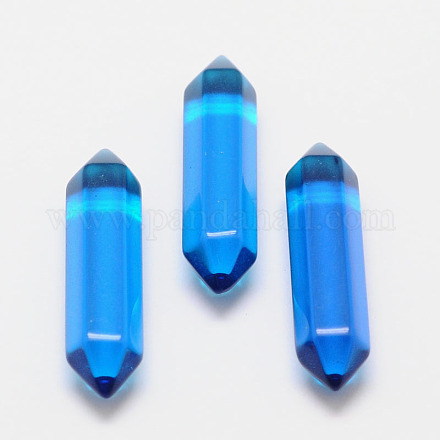 Faceted Bullet Glass Double Terminated Pointed Beads for Wire Wrapped Pendants Making GLAA-K002-30mm-015-1