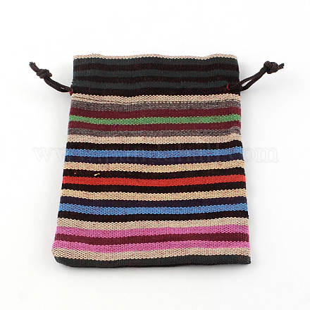 Tela estilo bolsas bolsas de embalaje de cordón étnicos ABAG-R006-10x14-01C-1