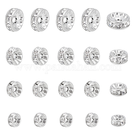 Unicraftale 40 pièces 4 tailles perles d'espacement en strass 316 perles chirurgicales en acier inoxydable 1~2mm trou bouchon perles disque strass bracelets perles pour la fabrication de bijoux RB-UN0001-07-1