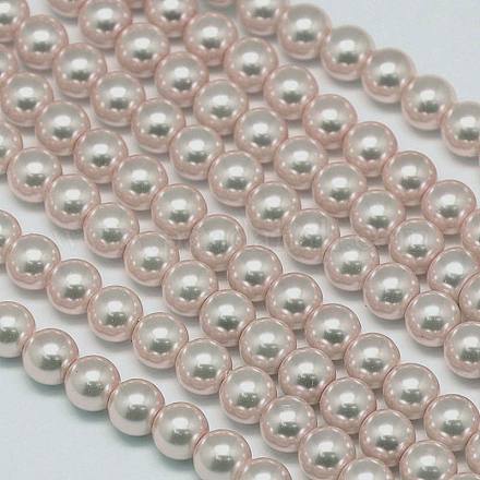 Hebras redondas de perlas de vidrio teñido ecológico HY-A002-8mm-RB007-1