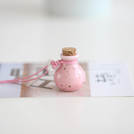 Collier pendentif bouteille de parfum en céramique avec cordon en nylon tressé BOTT-PW0001-121H-1