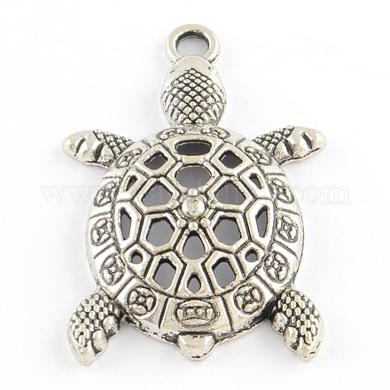 Tortoise Tibetan Style Alloy Pendants TIBEP-Q052-16AS-LF-1