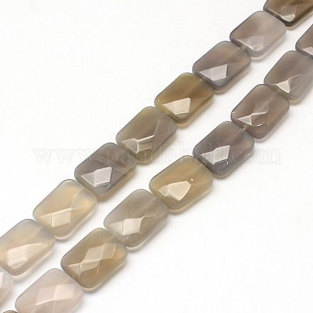 Rettangolo sfaccettato perline naturale grigio agata fili G-R304-08-1