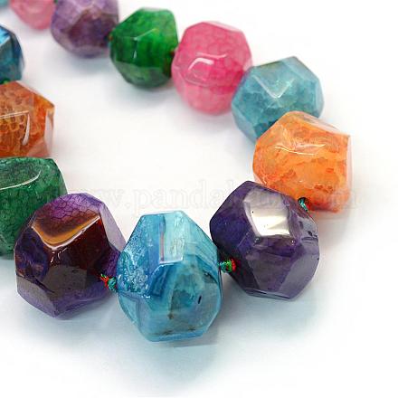 Faceted Nuggets Natural Dyed Agate Graduated Beads Strands G-L456-14B-1
