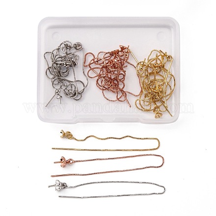 PANDAHALL ELITE 3 Styles Brass Stud Earring Findings KK-PH0003-22-1
