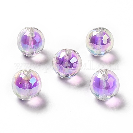 Perles acryliques irisées arc-en-ciel à placage uv bicolore TACR-D010-03B-07-1