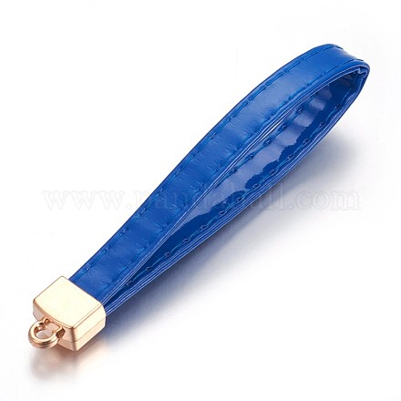 多機能puレザー携帯ストラップ  プラスチックパーツ  ブルー  107~109x9.5~10mm MOBA-F006-A15-1