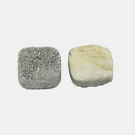 Electroplate Natural Druzy Crystal Cabochons G-L049-14x14mm-02-1