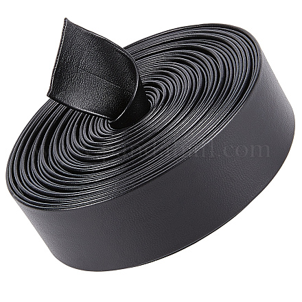 平らな模造革コード  服飾材料  ブラック  25x1mm  約5.47ヤード（5m）/バンドル LC-WH0006-02B-01-1