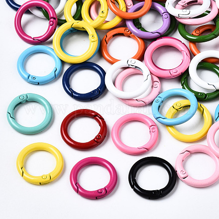 Spray Painted Eco-Friendly Alloy Spring Gate Rings PALLOY-T080-01-NR-1