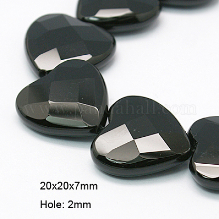 Natural Black Onyx Beads Strands G-E039-FH-20x20x7mm-1