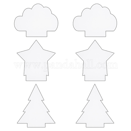 Ahandmaker 6 pièces arbre de noël et étoile et nuage panneau acrylique TACR-GA0001-03-1